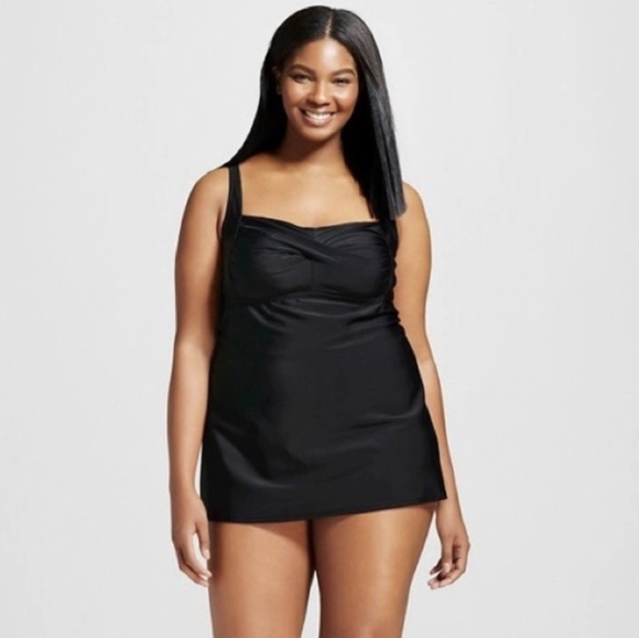 Target Ava & Viv Black Twist One-Piece Modest Swimsuit Swim Dress 20W - Picture 16 of 16